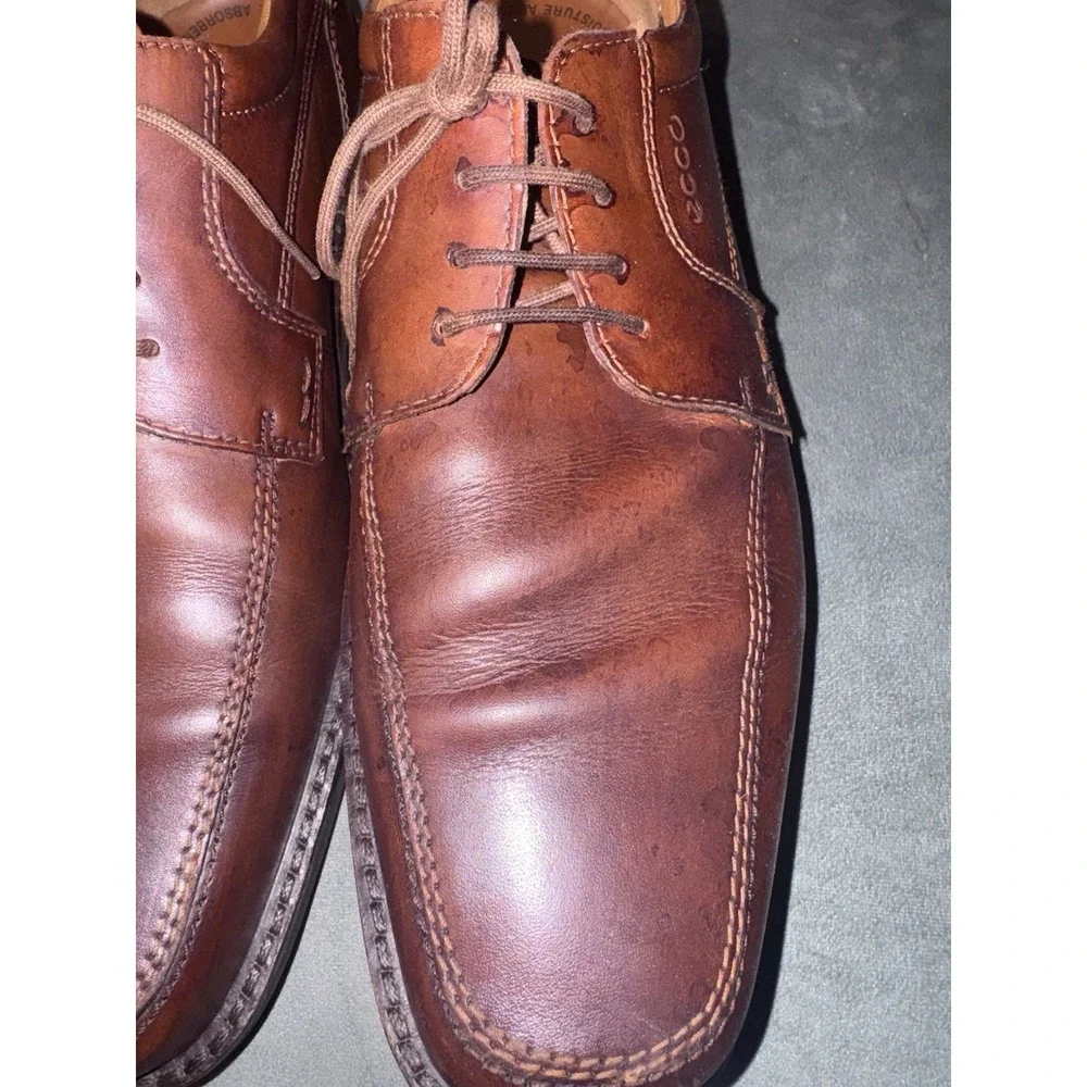 ECCO‎ Brown Oxfords Shoes Mens Size 47 Formal Dress Leather Fancy Lace Up